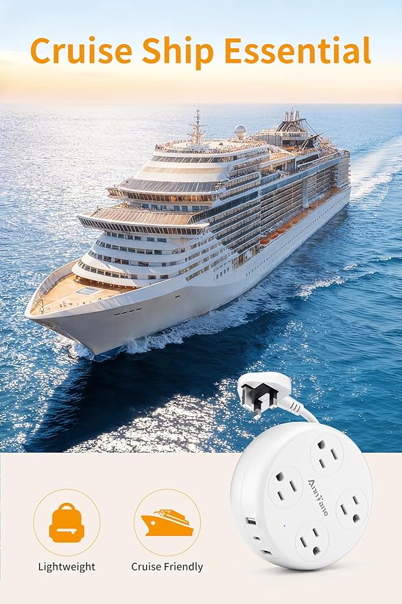 UK Travel Plug Adapter - Retractable Power Strip with 4 AC Outlets & 3 USB Ports (USB-C), Type G Adapter for US to UK, Ireland, Scotland, Hong Kong, Dubai (White)