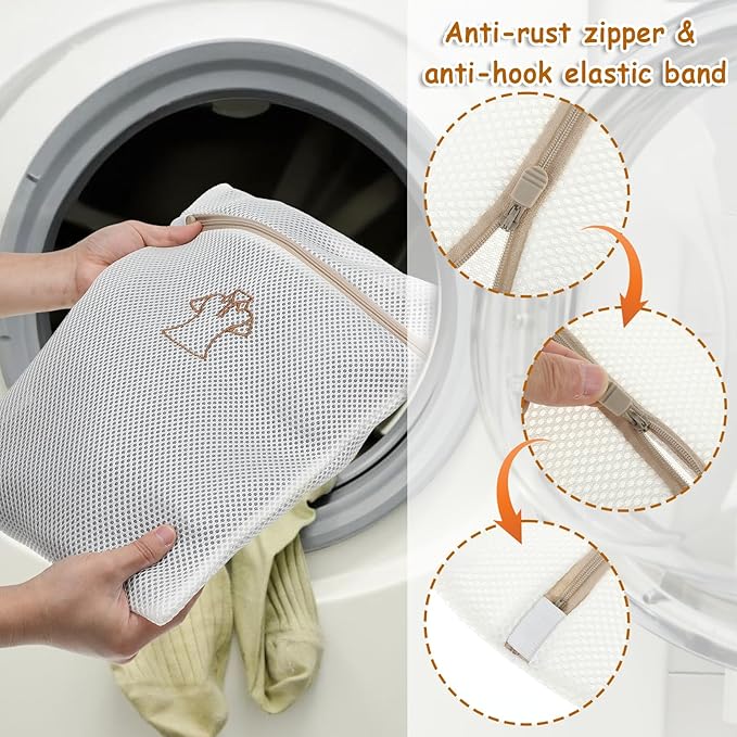 3 Pcs Delicate Laundry Bag, Mesh Laundry Bags For Delicates With Zipper, T-Shirt Laundry Bags, Small Durable Sock Embroidery Bag, Travel Clothing Storage Bags for Socks Underwear Baby Clothes Swimsuit