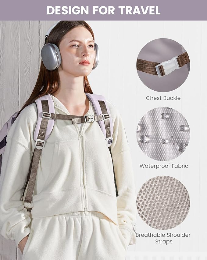 LOVEVOOK 40L Travel Backpack for Women & Men - 17.3 Inch Carry On Backpack & Personal Item Backpack for Airlines, Spacious and Durable Design, with 3 Packing Cubes