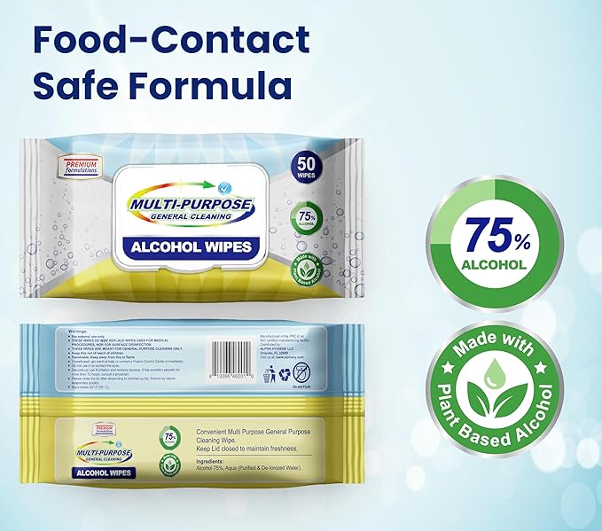 Restaurant & Institutional Table Cleaning Wipes – Multi-Purpose, No-Rinse, Streak-Free – 50 Count Pack, Case of 24 (1,200 Wipes Total)