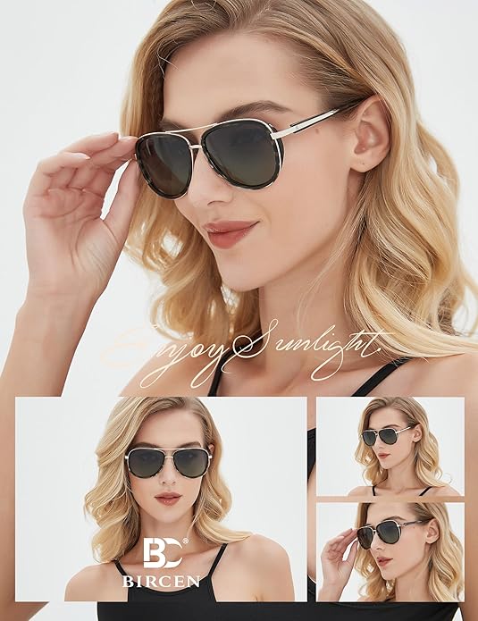 BIRCEN Polarized Sunglasses for Women UV - Protection Womens Retro Mirrored Shades with Acetate Frame BC2001