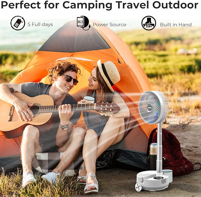 20000mAh Battery Operated Fan, Rechargeable Portable Fan, 112H Run, 9 Speeds Oscillating with Remote, Battery Powered with Timer & Light for Travel Cruise Essentials RV Outdoor Power Outage