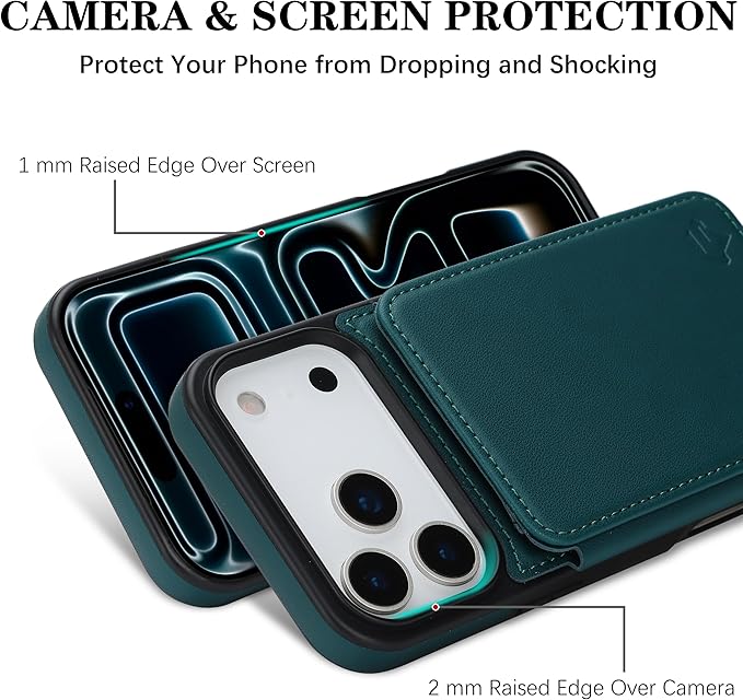 GUERNICA for iPhone 17 Pro Max (6.9") Case Wallet with Card Holder, RFID Blocking Leather Protection, Shockproof Women Men Phone Case for Apple 17 Pro Max, Green