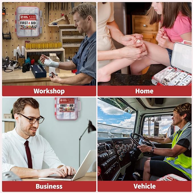 RHINO RESCUE 371 Pieces OSHA All-Purpose First Aid Kit, Home & Office Professional Medical Supplies, Ideal for Emergency, School, Business