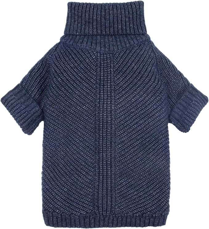 Fitwarm Turtleneck Knit Dog Sweater, Thermal Dog Winter Clothes for Small Dogs Boy Girl, Cozy Sweaters for Dogs, Doggy Pullover Jumper, Pet Outfit, Heather Navy Blue, XL
