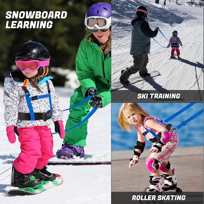Odoland Kids Ski Snowboard Training Harness Toddler Skiing Harness with Removable Leash Speed Control Teaching for Beginners