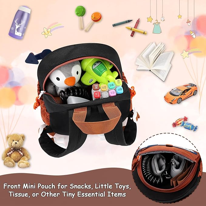 Accmor Toddler Leash Backpack, Children Safety Walking Harness Cute Excavator Bag with Anti Lost Wrist Link, Kids Travel Essential Mini Rucksack Back Pack with Strap Tether for Baby Boys