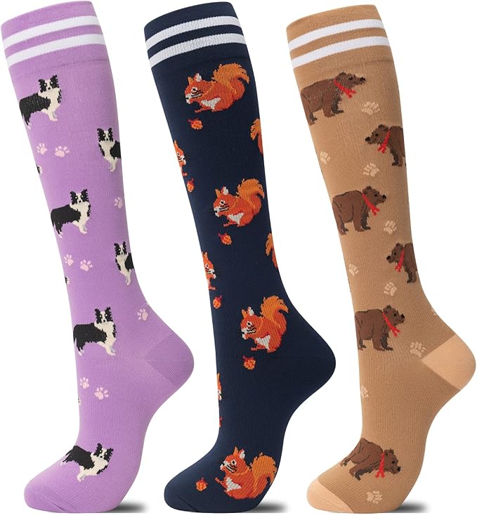 fenglaoda Compression Socks for Women Men 3 Pairs Graduated Compression Support Circulation Socks for Nurses