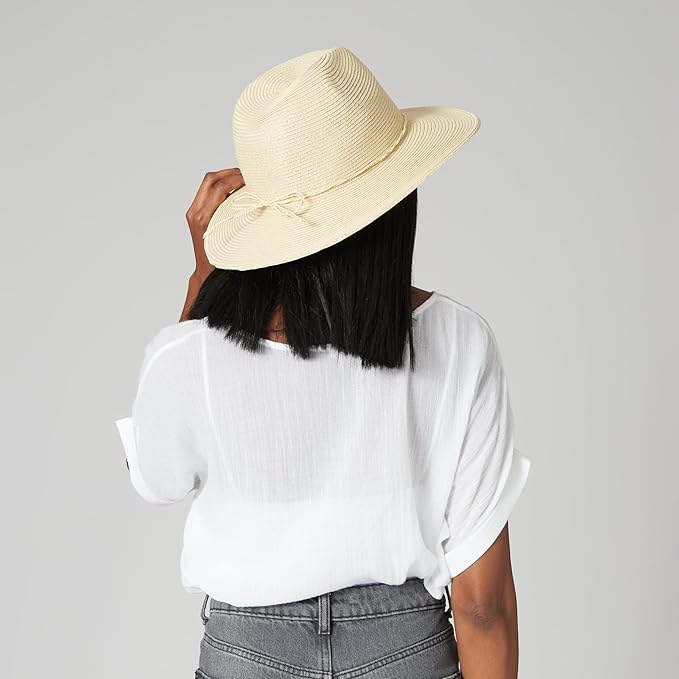 San Diego Hat Co. Women's Water Repellent Fedora with Tie (Natural) - UPF 50+ Sun Protection and Water Resistant