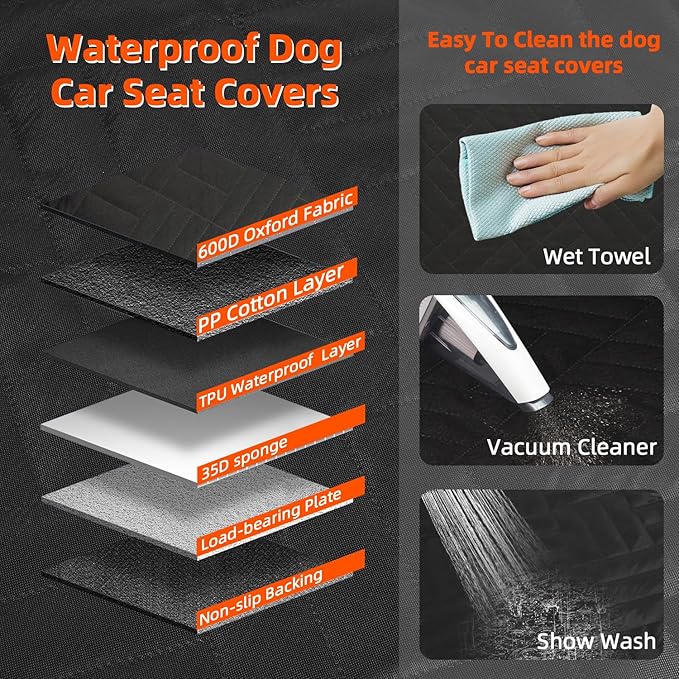 MIROZO Dog Seat Cover,Back Seat Extender for Dogs,600D Heavy Durable Dog Seat Cover,Waterproof Car Pet Backseat Protector,Large Space Travel Bed with 3-Fold Bottom for Car Mid-Size SUV/Small Truck