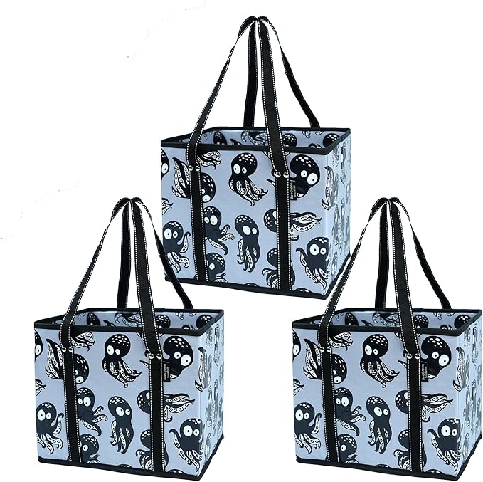 BeeGreen Large Waterproof Reusable Bags Christmas Heavy Duty Shopping Tote for Groceries Pool Gift with Webbing Handles