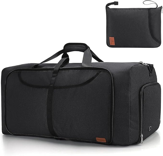 150L Large Waterproof Bag for Men Travel, Extra Large Trave Duffle Bag with Shoe Compartment for Men Women, Foldable Duffle Bag for Traveling, Gym Bag, Water Resistant & Tear-Resistant, Black