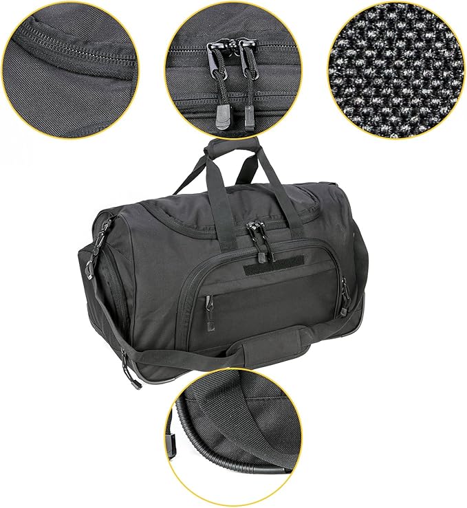 Gym Bag Duffle Bags for Men Women with Shoes Compartment Sport Weekend Travel Overnight Carry On Bag for Tactical Military Travel Work Out Bags (2.0 Black)