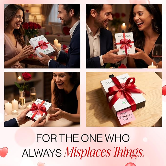 SPOTMINDERS Apple MFi Certified Wallet Tracker for Valentines Day Gifts for Women (iOS Only) Works with Apple Find My IP68 Rechargeable Tracking Card 0.07in Slim iPhone Item Finder for Luggage, Purse