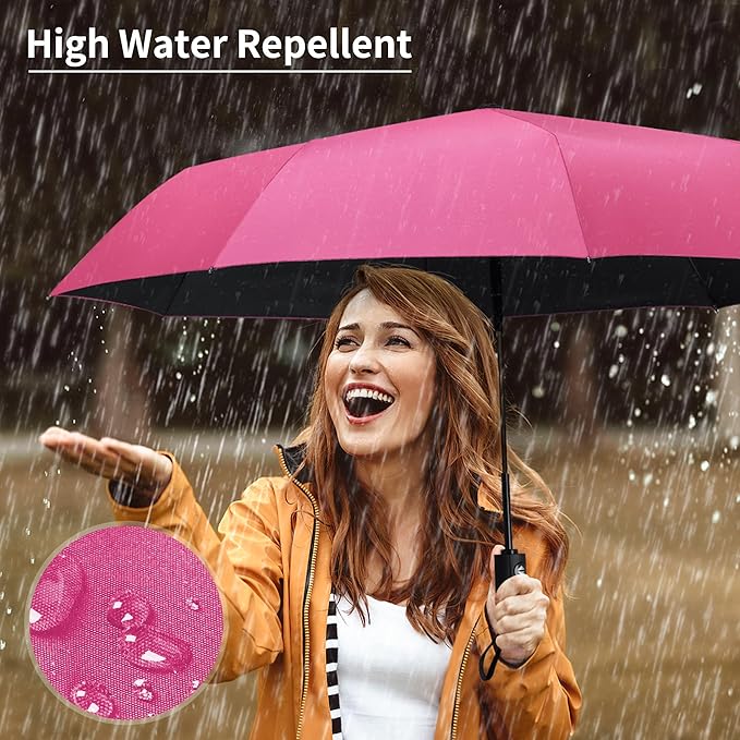 Seniny Windproof Travel Umbrella, Automatic Umbrellas for Rain, Portable & Compact Umbrellas for Backpack, Strong UV for Protection, Folding Small Sun Umbrella for Car, Walking