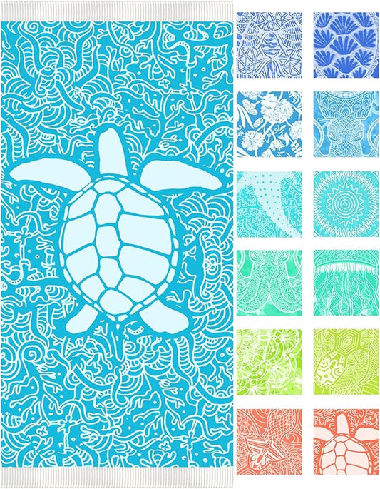 Thin Turkish Beach Towel Lightweight Soft Cotton Extra Large XL Oversized Sand Free Sandproof Absorbent Quick Dry Towels Cloud Bath Pool Travel Compact Essentials Accessories for Adult Gifts