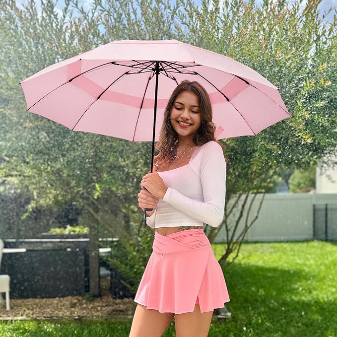 G4Free 42/46/54/62 Inch Large Golf Umbrella Compact Reverse Travel Umbrella 10 Ribs Windproof for Rain Double Canopy Automatic Open Close