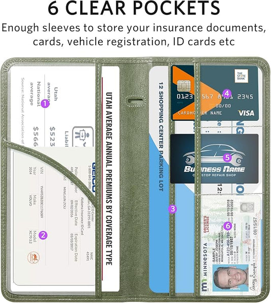 CoBak Car Registration and Insurance Holder - Vehicle Glove Box Car Organizer,Auto Truck Comparment Accessories Case with Magnetic Closure for Driver License,Cards