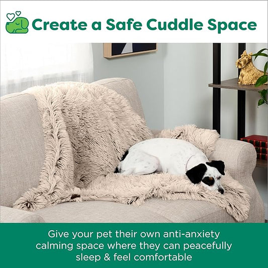 FurHaven Waterproof Throw Blanket For Dogs & Indoor Cats, Reversible Protective Pet Blanket, Extra Large, Long Faux Fur & Velvet, Taupe