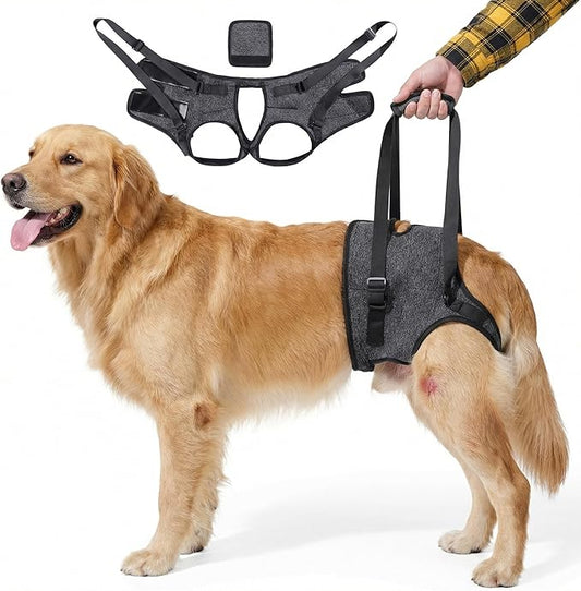 BARDIMIES Dog Lift Harness for Back Legs–Sturdy Dog Support Sling–Hip Sling Carrier for Large Medium Canine, Stair Helper for Aid Old Ligament Rehabilitation Pet, Grey,L