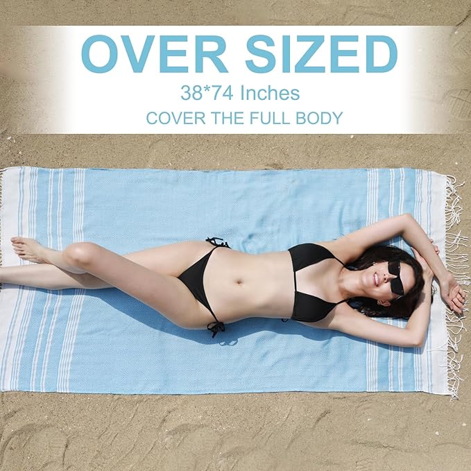 Genovega 6 Oversized Turkish Beach Bath Towel Set Bulk 74"x38" Extra Large Sand Free Quick Dry Swimming Camping Pool Clearance Towels Blanket Essentials Adult Multi Coral Pink Rhombus