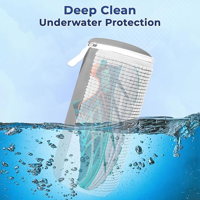 2Pcs Shoe Washing Machine Bag with Insoles | Reusable Sneaker Laundry Bags for Machine Wash | Fluffy Fiber 360° Cleaning with Durable Zipper Closure (White Grey & Trees)