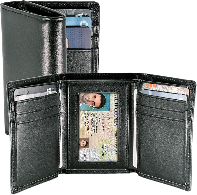 Top Grain Leather Trifold Wallet for Men | Ultra Strong Stitching | Handcrafted Argentinian Leather | RFID Blocking | Extra Capacity Trifold Wallet |Thin and Sophisticated Tri-Fold Design