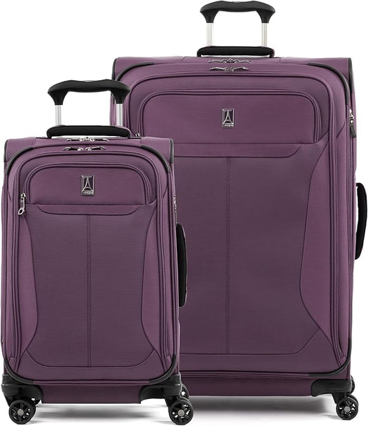 Travelpro Tourlite Softside 2-Piece Set, Expandable Luggage, 4 Spinner Wheels, Lightweight Suitcase, 21" Carry-On, 29 Check Large, Deep Purple