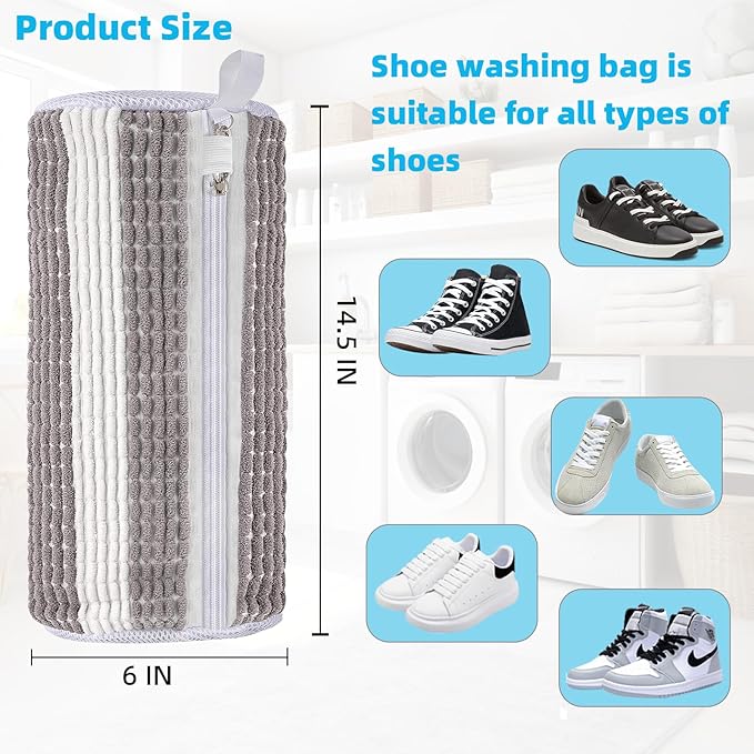 Shoe Washing Machine Bag 2pc Shoe Bags for Washing Machine Reusable Shoe Laundry Bags With Unique Self-locking Zipper Design for All Tennis Slippers Sneakers