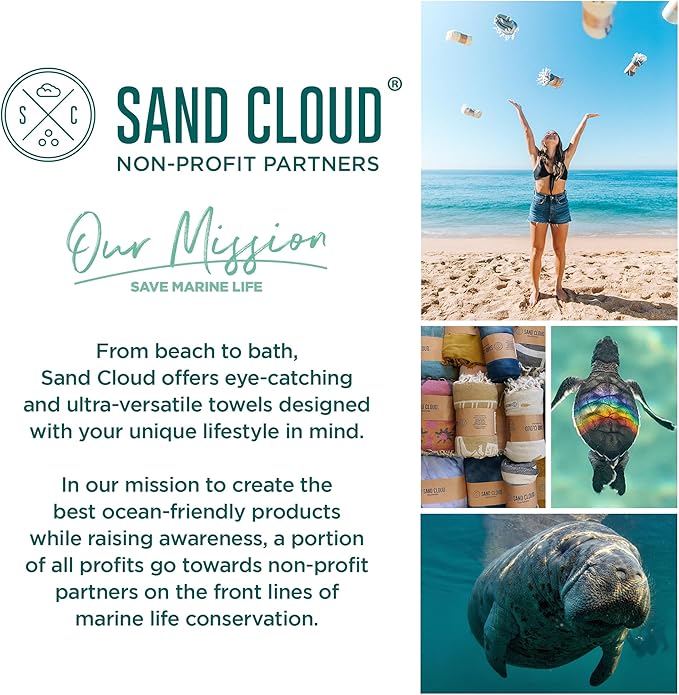 Sand Cloud Turkish Beach Towel - Sand Free - 100% Organic Turkish Cotton Yarn - Quick Dry Towel for Beach, Picnic Blanket or Throw - As Seen on Shark Tank - Sunset Swim