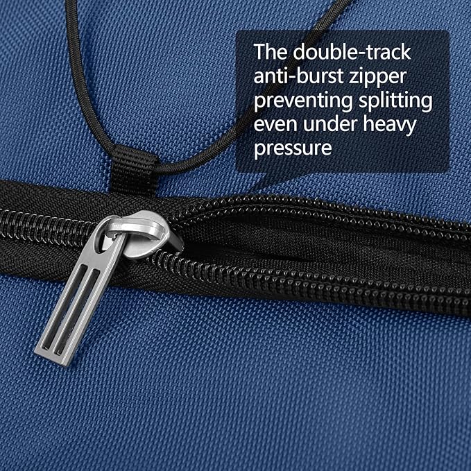 110L Expandable to 140L 32” Foldable Oxford Soft-Sided Rolling Duffle Bag with 2 Heavy-Duty Wheels,3 Large Compartments,Adjustable Shoulder Strap and Attached Organizer Pouch,Navy Blue