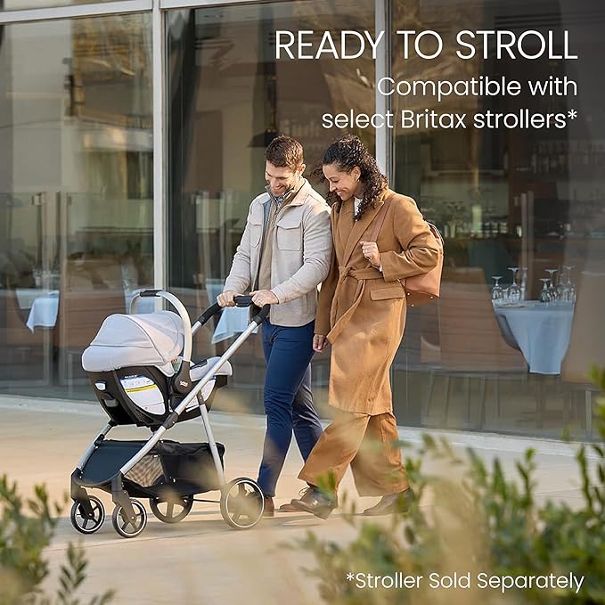 Britax Cypress Infant Car Seat, Rear Facing Car Seat with Alpine Base, ClickTight, Premium Fabrics, Ponte Glacier
