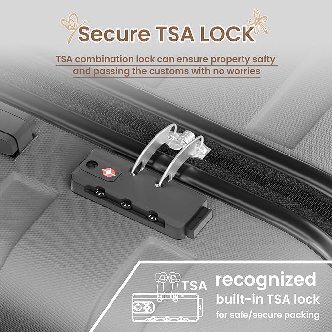 AnyZip Luggage Sets 3 Piece Hardshell Suitcase Set PC ABS Lightweight Travel Suitcases with 4 Double Spinner Wheels TSA Lock 20 24 28 Inch Silver