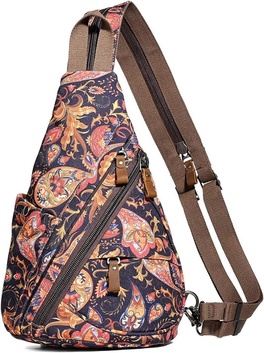 KL928 Canvas Sling Bag - Small Crossbody Backpack Shoulder Casual Daypack Rucksack for Men Women