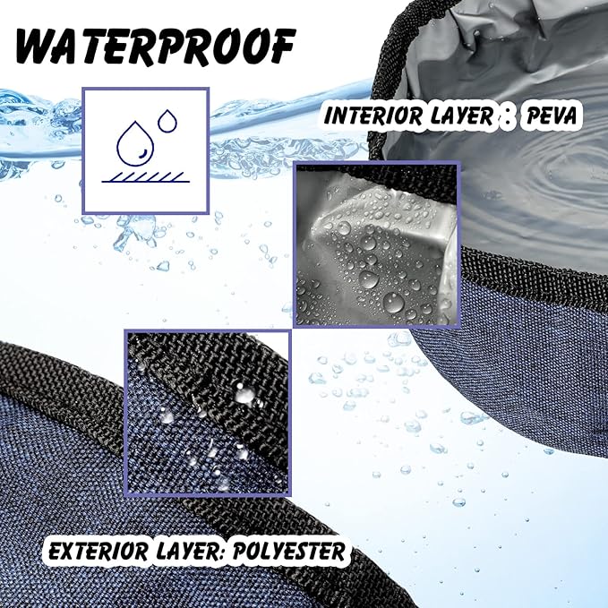 Meanplan 2 Pack Portable Dog Bowls Foldable Travel Dog Dish Portable Puppy Water and Food Bowl Pet Hiking Accessories for Small and Large Pets(Dark Blue,40 oz)