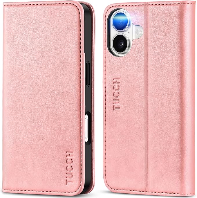 TUCCH Case Wallet for iPhone 17 (6.3") 2025, RFID Blocking 3 Card Holders | Kickstand | PU Leather | Protective Flip Folio Cover | TPU Shockproof Interior Shell | Pink