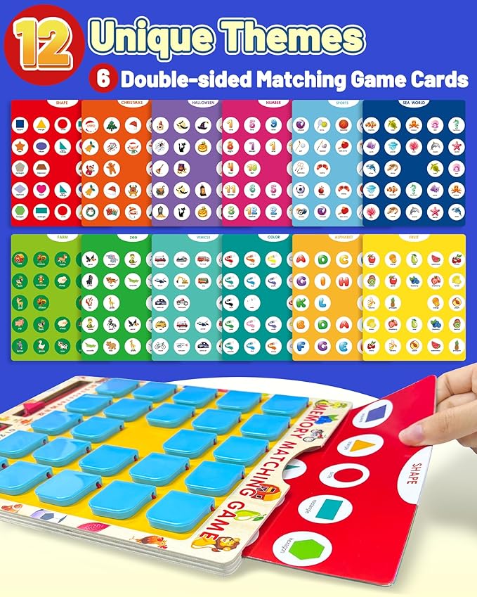 Matching Memory Game for Kids Ages 3-5 4-8, Board Games for 4-6, Car Airplane Camping Travel Toys Games Activities for 3-5 4-8, Toddler Kid Road Trip Essentials, Birthday Gifts for Kids Boys Girls