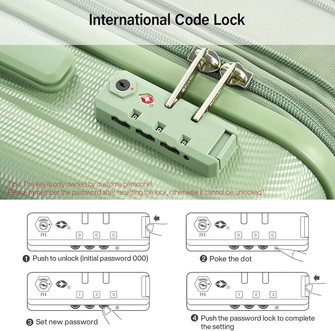 Hanke Expandable Hardshell Luggage Sets 3 Piece Extra Large Suitcases with Lock,28 Inch Luggage with Spinner Wheels, PC Travel Suitcase for Women Men 20 24 29Inch,Bamboo Green