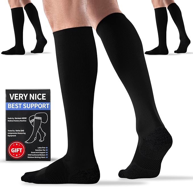 Medical Compression Socks 20-30 mmHg for Men Women (3 Pairs) - Best Support for All Day Wear, Pain Relief, Circulation