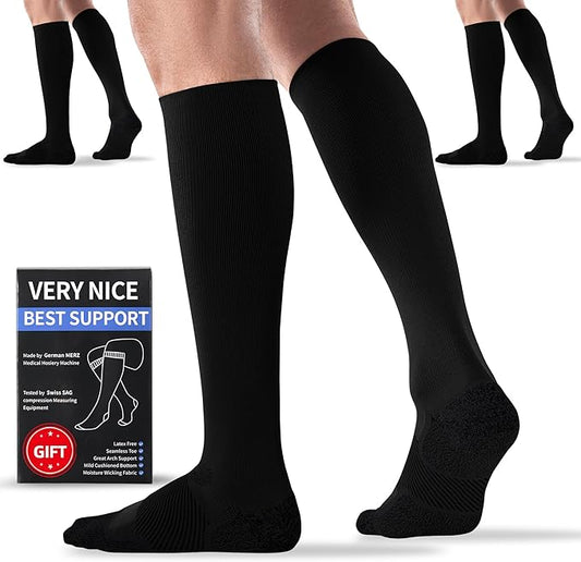 Medical Compression Socks 20-30 mmHg for Men Women (3 Pairs) - Best Support for All Day Wear, Pain Relief, Circulation