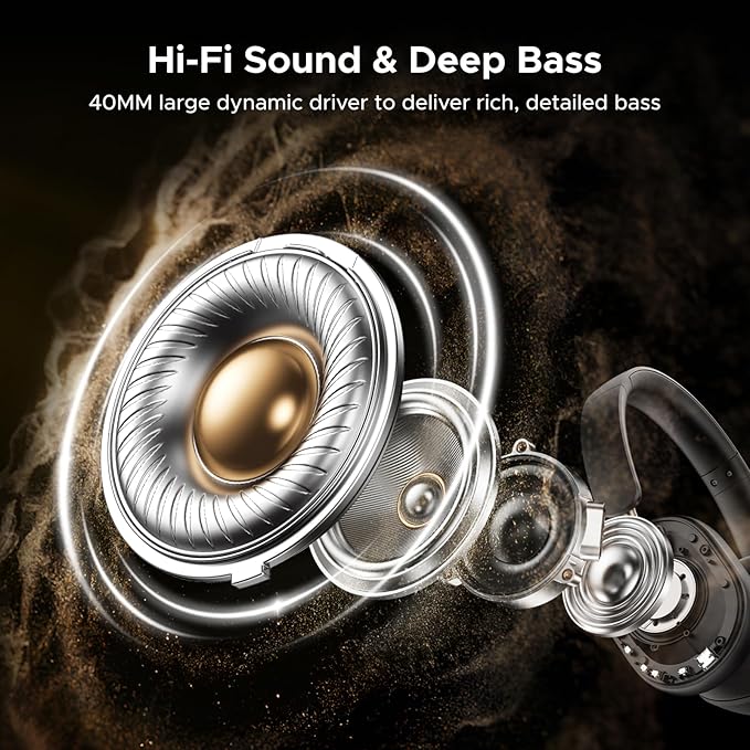 UGREEN HiTune Max5c Wireless Headphones Hybrid Active Noise Cancelling Bluetooth 5.4 ANC Over Ear Earphone, Hi-Res LDAC & Spatial Audio, Clear Call with Mic, EQ & App, 75H Playtime, Dual Connection