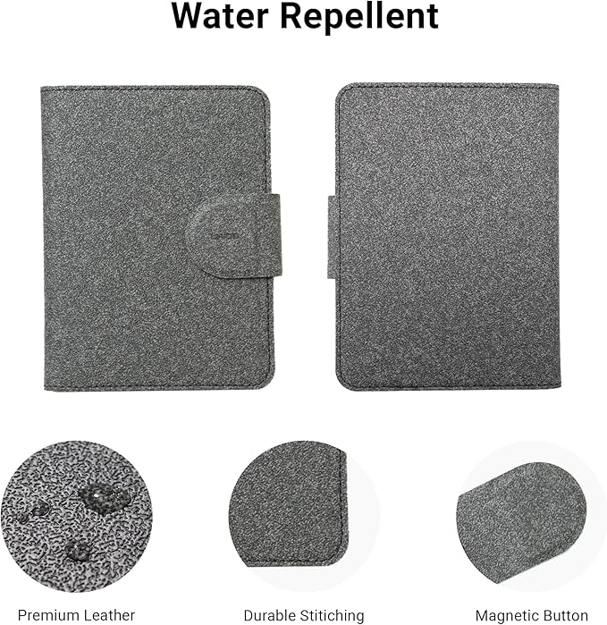 LHiDS Leatherette Passport Holder with RFID Protection, Premium PU Leather, Snap Button Closure, Travel Passport Wallet Cover for Passport, Boarding Passes, Business Cards, Cash (Black)