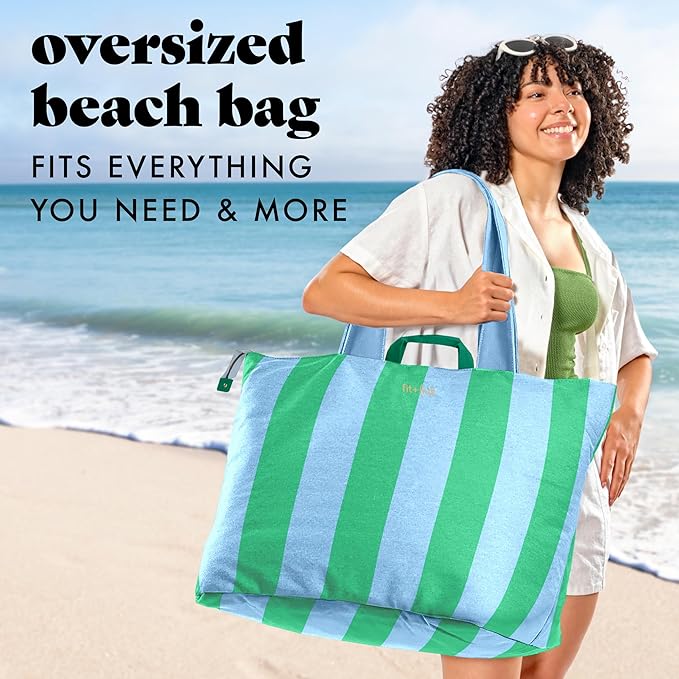 Fit & Fresh Large Beach Bag for Women - Extra Large Travel Tote With Pockets