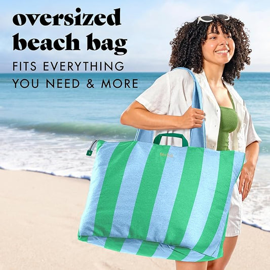 Fit & Fresh Large Beach Bag for Women - Extra Large Travel Tote With Pockets