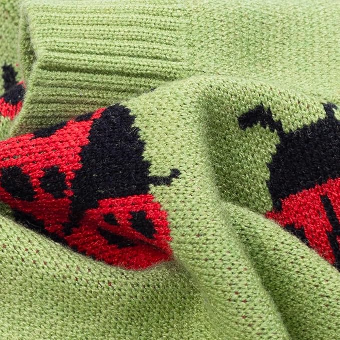 Fitwarm Ladybug Dog Sweater, Warm Dog Winter Clothes for Small Dogs Boy Girl, Pet Outfit, Green, Red, Black, XL