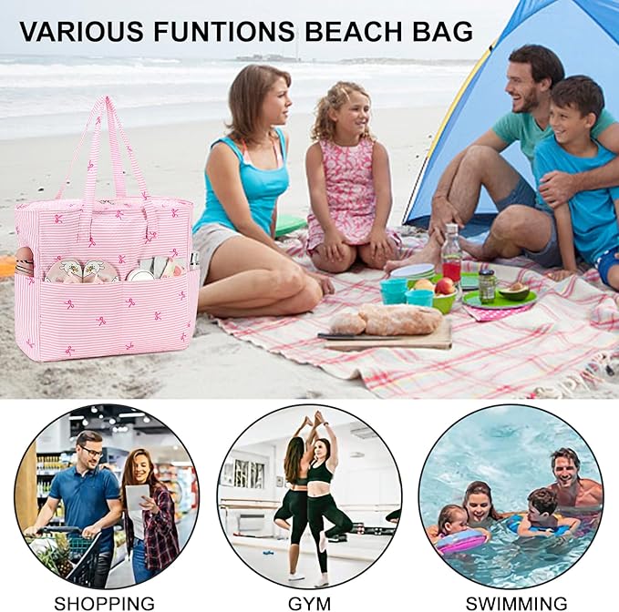 Beach Pool Bags Tote for Women Ladies Large Gym Tote Carry On Bag With Wet Compartment for Weekender Travel Waterproof