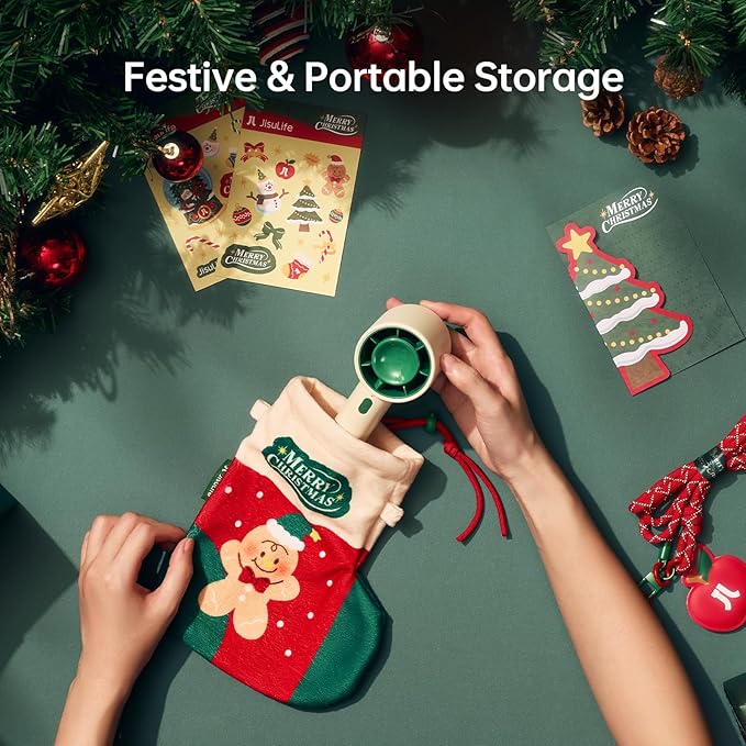 JISULIFE Portable Handheld Fan, 4000mAh Mini Rechargeable Fan, 5 Speeds & Up to 22H Cooling. Ideal for travel, camping, and Christmas festivities. Gift for Women, Men, Bridesmaids, Birthday (Beige)