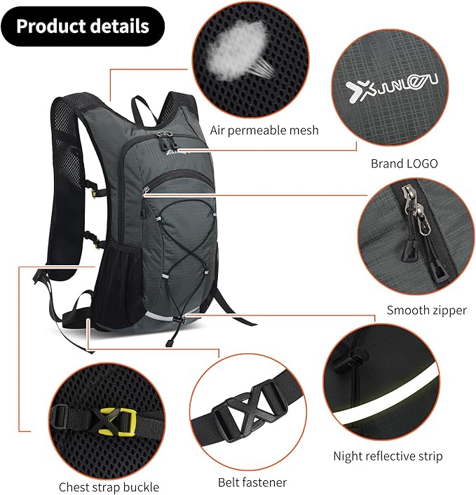 DOJUNS Hiking Backpack Lightweight Travel Backpack 20L Waterproof Hiking Daypacks Camping Backpack for Men Women (gray)