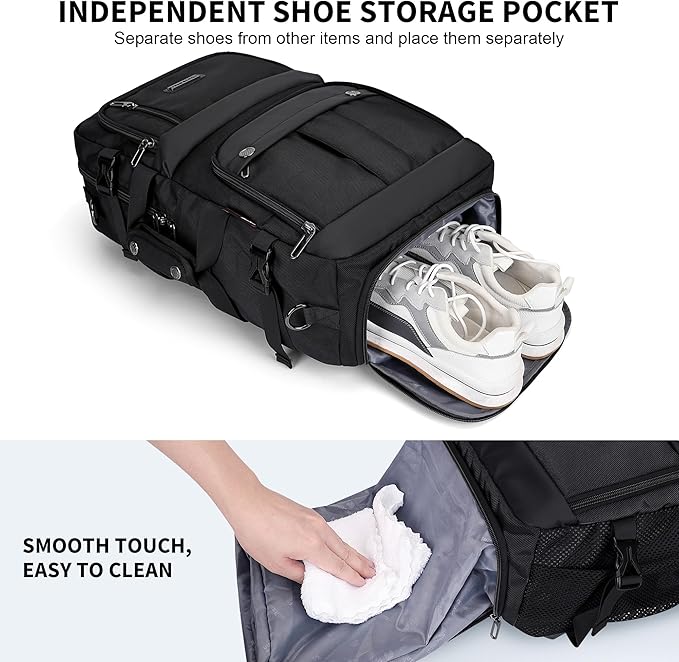 WITZMAN Carry on Travel Backpack for Men Women Laptop Backpack with USB Charging Port Airline Approved(B683 Classic Black)