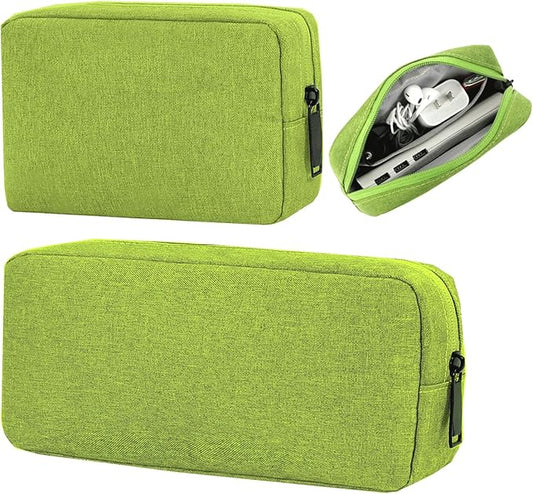 Electronics Accessories Organizer Pouch Bag, Electronic Organizer Travel Case Cord Storage Bag for Laptop Mouse Charger, Cable, Power Bank, Hard Drive, Various Accessories (Small+Big, Green)
